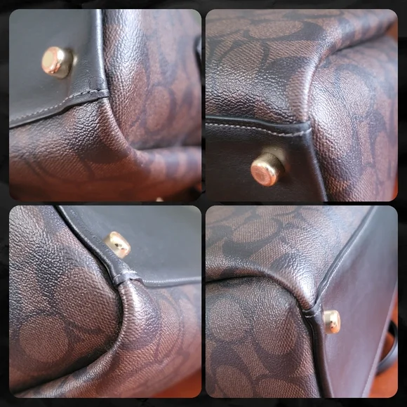 Coach CH488 Darcie Carryall Black Brown Signature Canvas Leather Satchel Bag - Picture 10 of 16